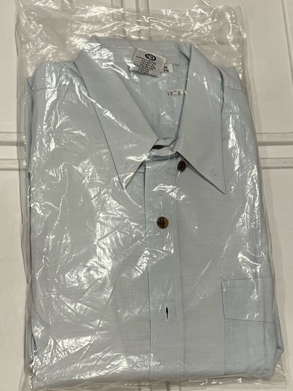 MENS LARGE long sleeve collared shirt light blue